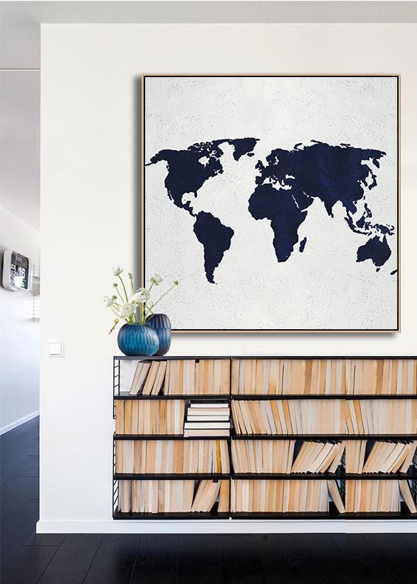 Navy Blue Minimalist Painting #NV200A - Click Image to Close